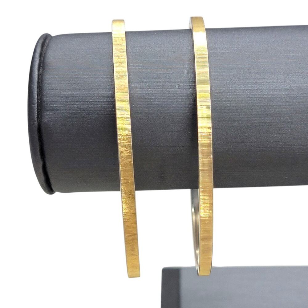 Vintage Monet Gold Tone Textured Bangle Bracelets Set Stackable Slip On Pair